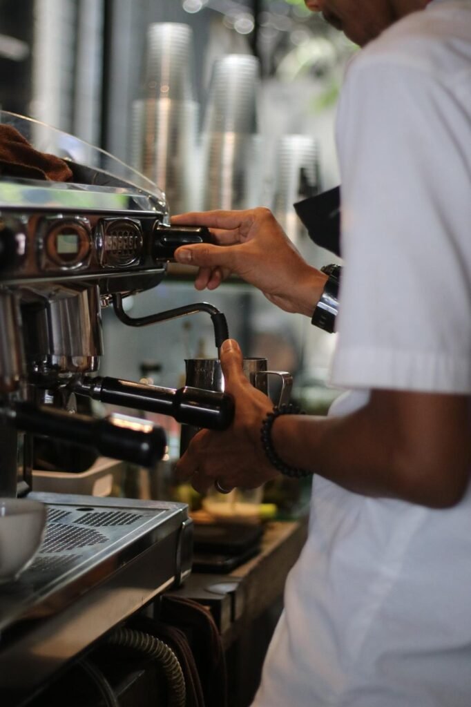 Barista preparing coffee